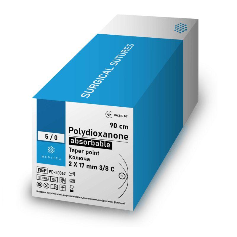 Полідіоксанон, USP3/0(М2) з петлею, фіолет, 30см, голка колюча, 1х20мм, 1/2 кола,PDB-30303